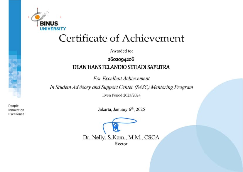 SASC Mentor Certificate 2023/2024 Even Period